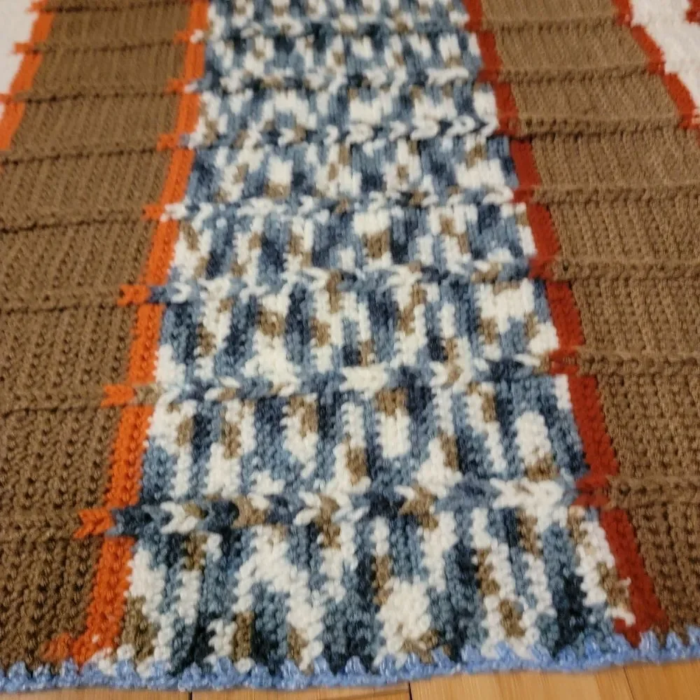 Vintage Granny Crochet Afghan Throw baby Blanket Handmade Multi Color Striped